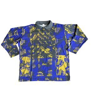 Vintage 90s Geometric Pattern LongSleeve Shirt Mens XL